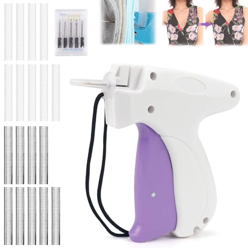 Speedy Quick Clothing Fixer Schnelles Kleidungsfixiergerät Micro Stitch Gun für Kleidung, Mini-Stichsäumpistole, Schnelles Kleidungsfixiergerät mit 5 Nadeln 1000 Plastiknadel