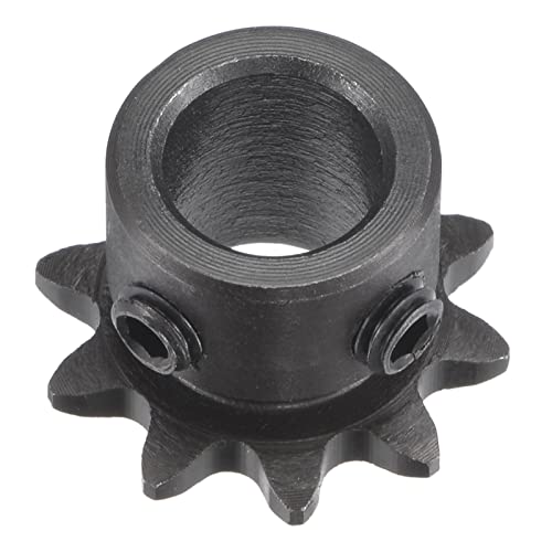 sourcing map Kettenrad mit 10 Zähnen Typ B Einsträngig 1/4" Teilung 10mm Bohrung Schwarz Oxid Kohlenstoffstahl C45 mit 2 Stellschrauben für ISO 04C