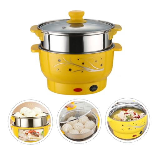 ABOOFAN Elektrischer Hotpot Kleiner Kochtopf Edelstahl Kochtopf Induktionskochtopf Elektrische Küche Essenstopf Edelstahl-dampftopf Bratpfanne Braten Student Nudeltopf Doppelschicht
