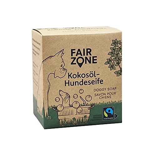 FAIR ZONE - Vegane Hundeseife mit Fairtrade Kokosöl, Schwarzkümmelöl | Sanfte Reinigung und natürliches Fellglanz | Zero Waste Fellpflege, 160g