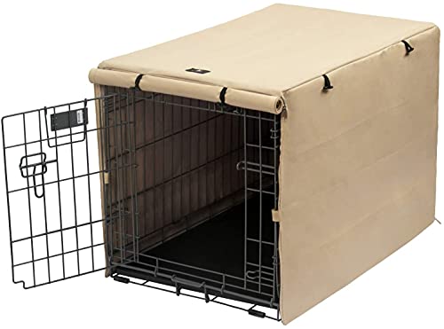 X-ZONE PET Abdeckung für Hundekäfige, Doppeltür, Polyester, passend für 61/76 / 91/107 / 121,9 cm Drahtkäfig, 61 cm, Hellbraun…