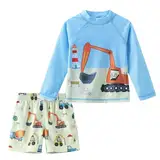 UV Schwimmshirt Jungen Zweiteilig Langarm Badeshirt Kinder Boardshorts Jungen Badeanzug Set 92 98/2-3 Jahre