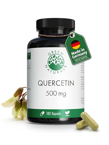 Quercetin - 180 Kapseln á 500mg aus deutscher Herstellung – 100% Vegan & Ohne Zusätze – Vorrat für 6 Monate