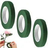 XFentech 3 Stück Floristen-Klebeband - Dunkelgrün 12 mm Breit Floristenband Selbstklebend Flora Kreppband für Blumenstrauß Stiel Verpacken und Blumenhandwerk