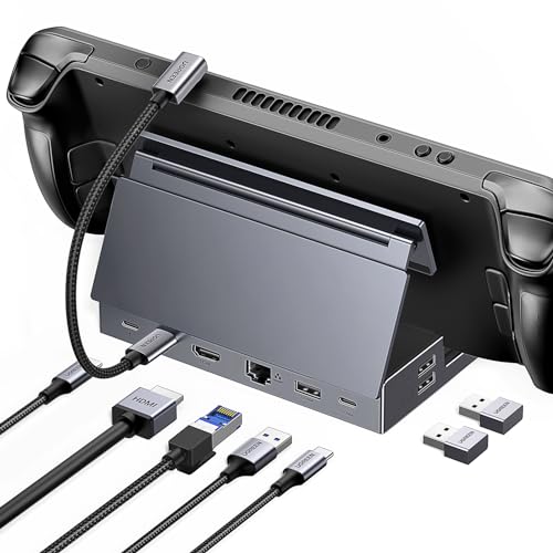 UGREEN Steam Deck Dock 9-in-1 Dockingstation 4K@60Hz HDMI 10Gbps USB Ports Verstellbarer Ständer Kompatibel mit Steam Deck OLED, ASUS ROG Ally X, Lenovo Legion Go, MSI Claw, iPad Air/Pro, MacBook usw.