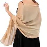 Stola Damen Halstuch Chiffon Sommer Schal Damen Festliche Stola für Abendkleid oder Brautkleid Hochzeit Scarf (Champagner)