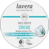 lavera Basis Sensitiv Allzweckcreme - intensive Pflege für trockene Haut - Bio-Aloe Vera & Mandelöl - feuchtigkeitsspendend - VEGAN - 150 ml