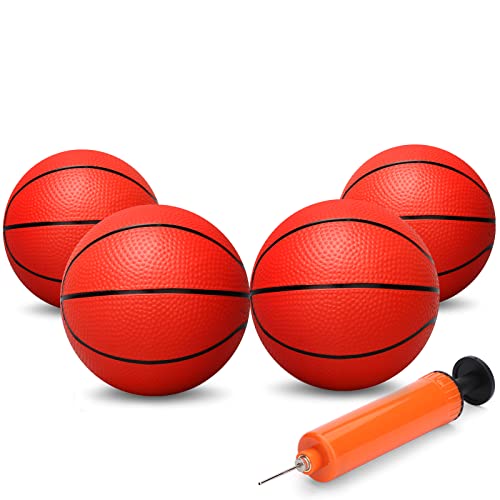 Dilabnda Mini Hoop Basketball für Kinder, 16cm Gummi Ersatz Basketbälle Strandball Kleine Hüpfbälle Bälle für Mädchen Jungen, Soft Ball für aufblasbaren Pool Basketball (4er-Pack)