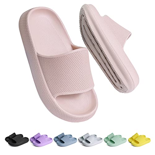 Buwege Unisex Kinder Badelatschen Jungen Mädchen Badeschlappen Cozy Slides Wolken Schlappen Original Eva Weiche Dicke Sohle rutschfeste Schwimmbad Strand Badeschuhe Rosa 36 EU