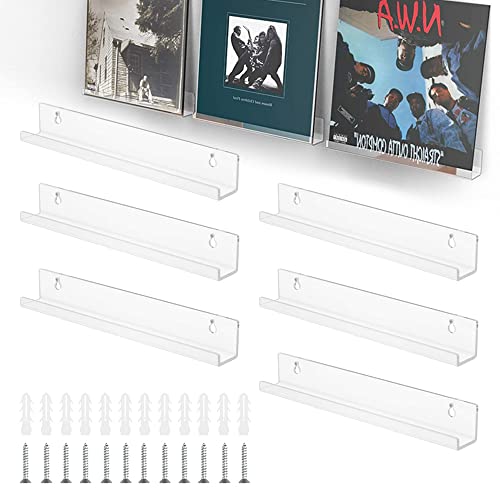 THATSRAD 6 Pack Schallplatten Regal Wand Schallplattenregal wandmontage Vinyl Regal Acryl 30,5 x 4,3 x 4,5 cm Vinyl lp Regal Schallplattenständer Acryl Album Plattenhalter Wand für Platten und Fotos