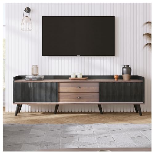 Racxily TV-Schrank, 160 x 40 x 58 cm, Design mit Schublade + Schiebetür, schwarz