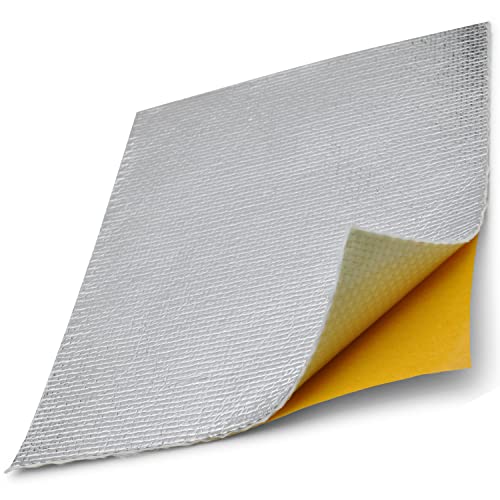 Easyboost Selbstklebender Hitzeschutz Verkleidung 25x20cm Aluminiumbeschichteter Auspuff Endschalldämpfer für Motorrad Roller Moped Quad Cross Hitzeschutzmatte Hitzeschutzband (1 Platte)