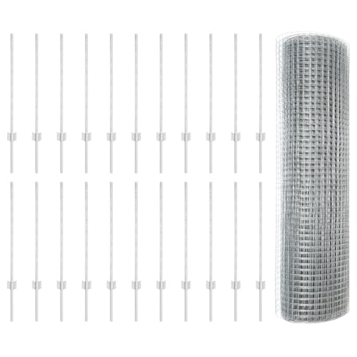vidaXL Schweißdrahtzaun-Set | Robustes verzinktes Metallzaunsystem | 3 Zäune im Industrie-Design | Garten & Grundstücksgrenze | Außen | langlebig | sicher | Silber