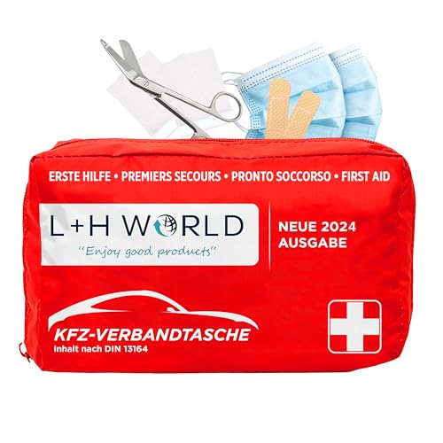 Verbandskasten Auto 2024 | Neue KFZ-Verbandstasche DIN 13164-2022 Zertifiziert Geprüft | Erste Hilfe First Aid Tasche Kasten Set Kit ideal als Notfall-Set Nachfüllset für Auto 2024 STVO