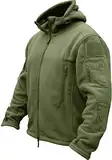 TACVASEN Herren Fleecejacke Military Outdoor Winddichte Jacke mit Kapuze- Gr. M, Grün