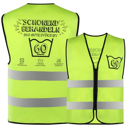 GHVACZS 60 Geburtstag für Männer und Frauen, Fluoreszierendes Grün Jga Männer Weste, 67 x 57,5cm Geschenk 60 Geburtstag Mann, Geschenkideen Geschenke zum 60 Geburtstag Mann