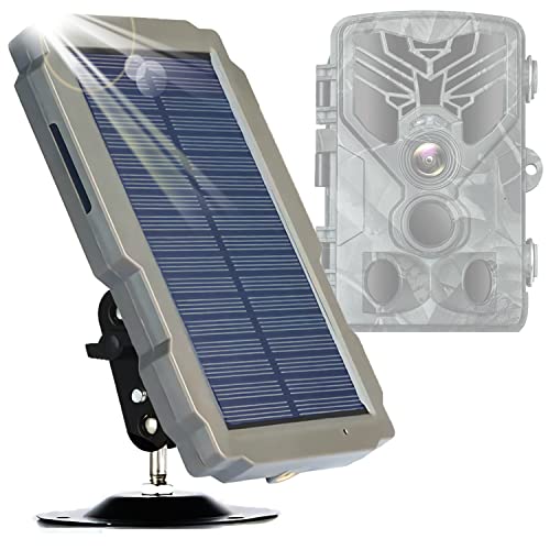 Wildkamera Solarpanel DC6 V-12 V,Doppelter Ausgang Solar-Set IP66 Wasserdicht,Integrierte wiederaufladbare Lithium-Batterie mit 3000 mAh,für den Außenbereich für Wildkamera