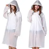 Tosean 2 Stück Regenponcho Regencape Wiederverwendbar Regenmantel mit Kaputze Wasserdicht Transparent Regen Poncho Atmungsaktiv Regencape tragbarer Regenbekleidung Regenjacke 160-190cm