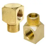 2 Stück Winkel 90 Grad Fittinge, 1/4" Außengewinde x 1/4" Innengewinde 90° Winkel Messing Fittinge, DN8 Gewinde Winkelverbinder Rohrverschraubung, Rohrverbindungen für Rohrverbindungs-Umwandlung