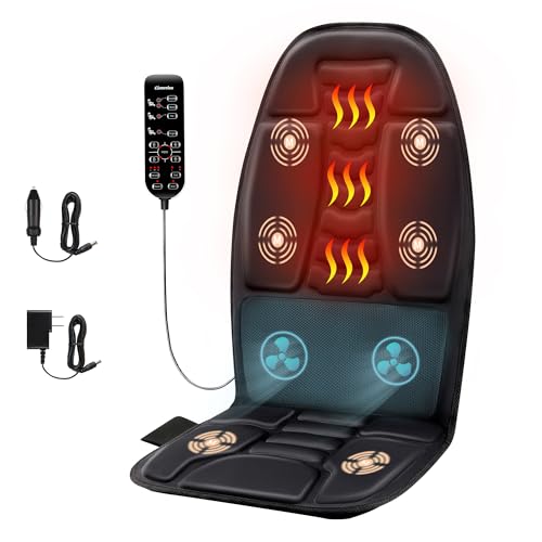 Rückenmassagekissen, Tiefengewebe-Vibrations-Sitzmassagekissen, 2 Stufen Kühl- oder Wärme-Rückenmassage zur Linderung von Muskelermüdung und Stress