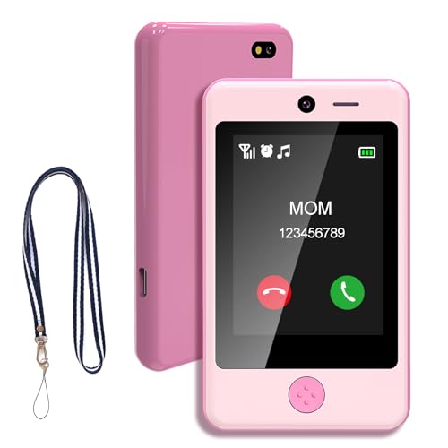 PTHTECHUS Kinder Handy mit Musik Spiel, 3,8 Zoll großer Touchscreen Smartphone Spielzeug mit aufrufen SOS MP3 Dual kameras 16 Game Rechner Schrittzähler, Telefon mit SIM für Junge Mädchen Geschenke