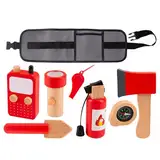 Accessoires für Bildungskarriere -Karriere - Feuerwehrmannschaften, Kinderfeuerwehrleute 3-5 - geben vor, Feuerwehrwerkzeuge zu Spielen, EIN Holzspiel mit Einer Aufbewahrungstasche