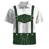 Briskorry Oktoberfest Hemd Herren, Trachtenhemd Herren Kurzarm, Oktoberfest Stehkragen Kariert Trachten Hemd Knopfleiste Freizeithemd Traditionelle Karohemd Drucken für Oktoberfest Karneval Kostüm