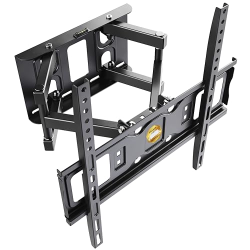 RICOO TV Wandhalterung Fernseher Halterung Fernsehhalterung Schwenkbar Neigbar für 32-55 Zoll Universal Schwenkarm für Wand S5244 Fernseh-Arm bis 50 Kg Flach & Curved & VESA 400 x 400 mm