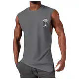 QWUVEDS Herren-Sommer-Oberteil mit schlichtem, modischem Aufdruck ärmellosem Oberteil zur Schultererweiterung Muskel Tank Top Ärmelloses T-Shirt für Herren T-Shirt Sport Herren (Grey, S)