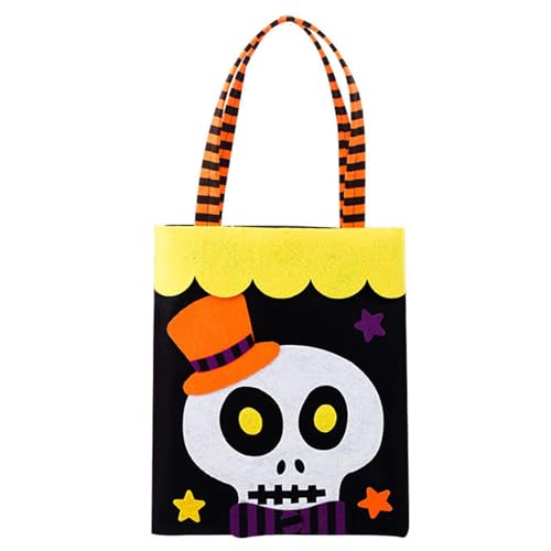 Halloween-Süßigkeitstüte, 24,9 Cm Hoch, 20,6 Cm Breit, Vliesstoff, 11,9 Kg Belastbar, Halloween-Partytasche Dekoration, Feiertage, Schule (Skelettförmig)