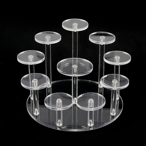 FREEBLOSS Multi Layer Display Round Riser Stand 10 Tier Acryl Stand Round Acryl Schmuck Stand Acryl Risers für Display Stand Cupcake Stand Parfüm Stand