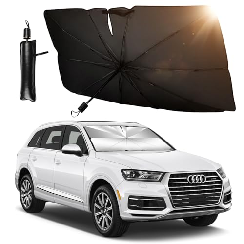 Sonnenschirm für Auto,140 X 79cm Sonnenschirm Auto frontscheibe,Auto windschutzscheibe Sonnenschirm,Faltbarer Auto Sonnenschutz frontscheibe innen,UV-Schutz,Wärmeisolierung,Passt Meisten Autos