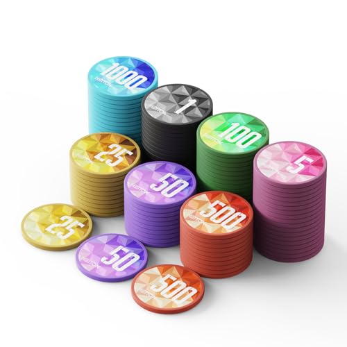 HEITOK 100 Stück Pokerchips Set mit Nennwerten, Professionelle Casino Chips für Poker, Blackjack & Spieleabende, Partyzubehör & Casinospiel-Zubehör
