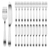 WinGluge Steakbesteck Set, 24-teilig Tafelmesser und Tafelgabeln für 12 Personen, Steak Cutlery Set, Edelstahl Messer und Gabeln Besteck Set, Pizzabesteck Spülmaschinenfest, für Haus Restaurant Hotel