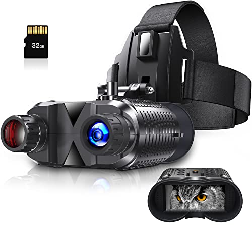Hojocojo Nachtsichtgerät, Nachtsichtbrille Kompatibel mit Fast Mich Helm, 8-facher Digitaler Zoom, 7-Gang Infrarot, FHD 1080p, 1312 Fuß/400m bei 100% Dunkelheit, Wiederaufladbar über USB