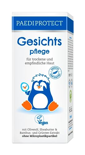 PAEDIPROTECT Gesichtspflege Baby & Kinder Creme 75 ml, ohne Parfüm & ohne Mikroplastik, Gesichtscreme trockene, empfindliche Haut, vegane Pflegestoffe hautberuhigend & pflegend, Babyhautpflege Lotion