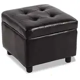 BYOXTFJ24FW Schlichter Ottoman mit Stauraum aus Kunstleder mit Klappdeckel, Fußhocker, Fußstütze, Zuhause, Wohnzimmer, Schlafzimmer, Couchtisch, Ankleidesofa, Hocker, Wechselschuhbank