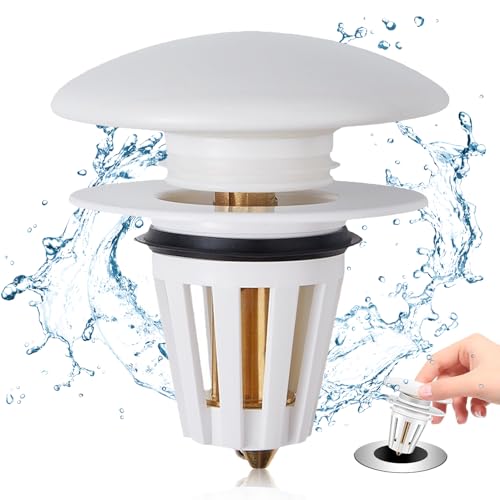 Meafeng Keramik Abflussstopfen, Universal Waschbeckenstöpsel Pop Up, Stöpsel Waschbecken für Aufsatzwaschbecken Badewannenstöpsel mit Anti Clogging Sieb(Ø 34-40mm)