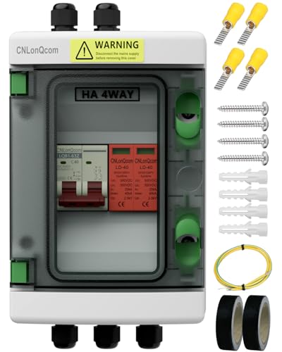 CNLonQcom überspannungsschutz PV DC Trennschalter DC500V 40A 2 polig Blitzschutz Leitungsschutzschalter Solar Anschlusskasten für PV Anlage IP65 Wasserdichtes