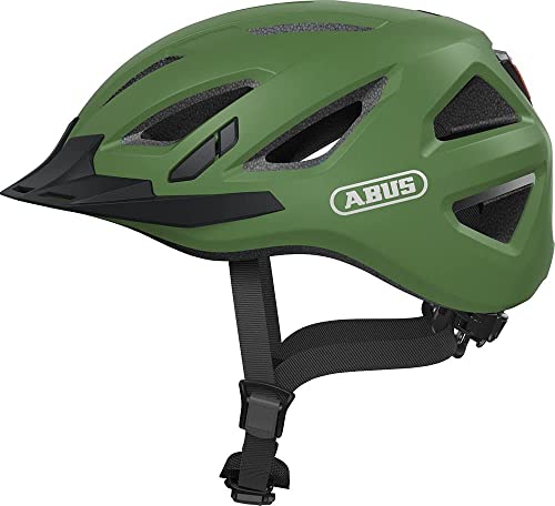 ABUS Stadthelm Urban-I 3.0 - Fahrradhelm mit Rücklicht, Schirm und Magnetverschluss - für Damen und Herren - Grün, Größe L