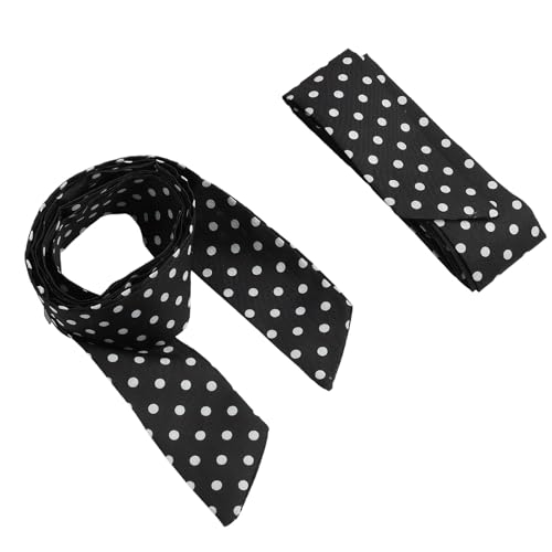 2er-Pack Damen-Fliegen zum Selbstbinden, lange Fliegen, schwarze Punkte, elegante Fliegen für Damenuniformen, Cosplay und besondere Anlässe, vielseitige Band-Halsbänder für T-Shirts und Hochzeiten
