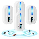 AOOWU 4 Pack Ultraschall Schädlingsbekämpfer, Mäuseabwehr Mäusevertreiber Ultraschall, Elektronische Insektenschutzmittel Moskitoschutz Innenräumen, Abwehr von Moskito,Kakerlake,Mäuse, Spinnen,Fliegen