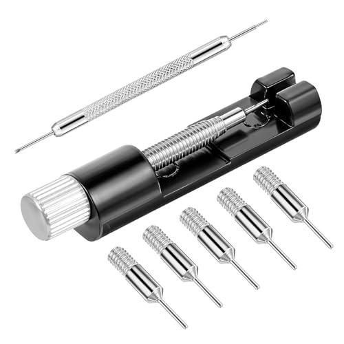 JIYIN Federstegwerkzeug, Uhrmacherwerkzeug Set mit 5 zusätzlichen Stiften und Federstange Handentfernungsset Uhrenarmband-Stiftentferner für die Reparatur und Größenanpassung von Uhren