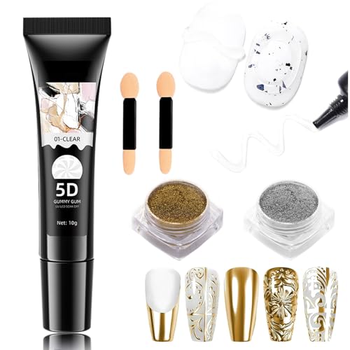 Thoquene 3D Gel Nail Art, 10g Klares Rhinestone Glue für Nail Art