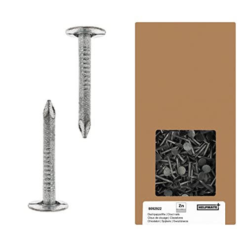 HELPMATE – Dachpappennägel 2,0x16 mm mechanisch verzinkt – 1kg Dachpappstifte Typ B – Dachpappnägel DIN 1160 B – Dachnägel ideal für Dachpappe, Kunststoffplanen & Schiefernplatten