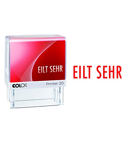 COLOP Printer 20 Text-Stempel EILT SEHR, Abdruck rot, für sofortigen Einsatz. Fertigstempel mit Lagertext und rotem Kissen