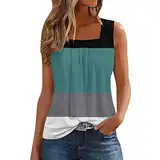 Ärmellose Tank-T-Shirts für Damen mit Rüschen und quadratischem Kragen Pulli Mit Weihnachtsmotiv Damen Ärmellose Weste Damenbluse Damen Sexy Damen glitzernde Träger Tops Bluse Damen Kurzarm