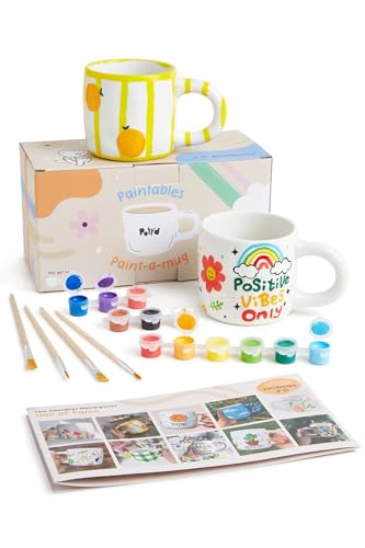 Pott'd Paintables Keramik-Bemalen-Set mit Tassen zum Bemalen für Erwachsene, Set enthält Tassen, Farben, Pinsel und Malinspirationen zum Bemalen von Keramik