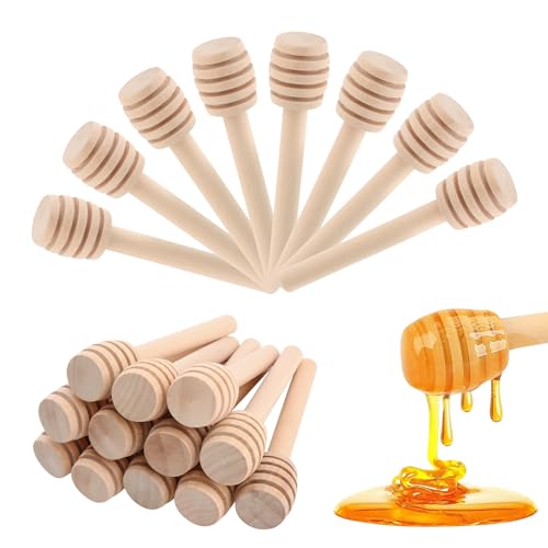 20 Stück Honiglöffel,Honigrührer aus Holz,Honig Rührstäbchen, Honigspirale Honigstabb,Holz Honigheber Dosierer,zum Auffangen und Abgeben von Honig-Marmelade-Sirup, um ein Nachtropfen zu verhindern