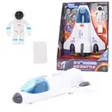 Toyland® 3-Teiliges Sternenreisende Space-Shuttle-Set – Astronaut, Rucksack und Space Shuttle mit Zu Öffnenden Türen Inklusive – Ab 3 Jahren